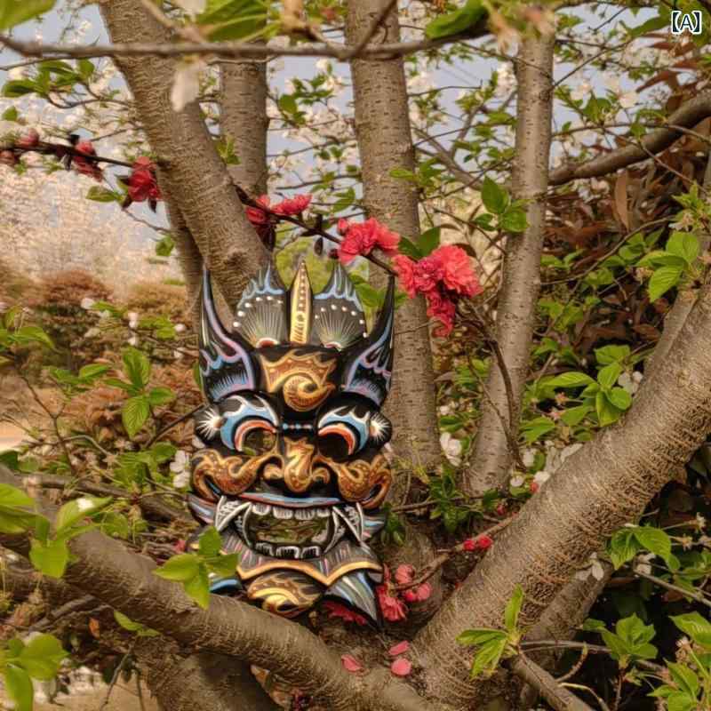 仮面　パーティ　コスプレ に手 彫りの 木彫りの ヌオ オペラ 小道具 マスク 旅行 写真 撮影 レトロ 民族 スタイル パフォーマンス ドレス アップ フルフェイス