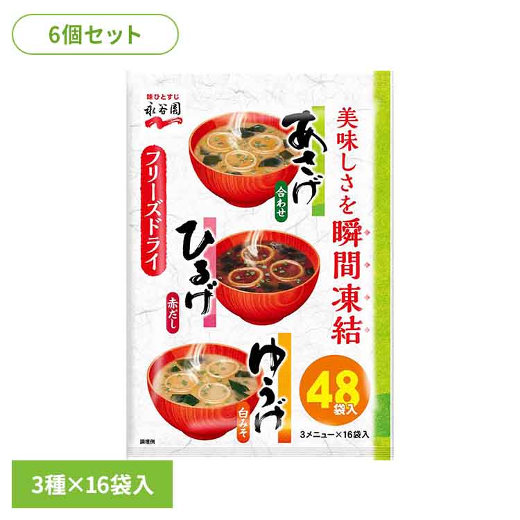 【6個あさげひるげゆうげアソート48食入 永谷園 あさげ 粉末みそ汁 フリーズドライ アソート ひるげ ゆうげ 大袋入り ローリングストック 手軽