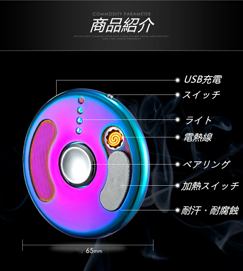 楽天市場 対象商品最大50 Off Usb電子ライターハンドスピナー充電式ライター ガス オイル不要 電熱 プレゼントライター Usb 送料無料 代引きの場合手数料480円 送料別途 L Bjc健康shop