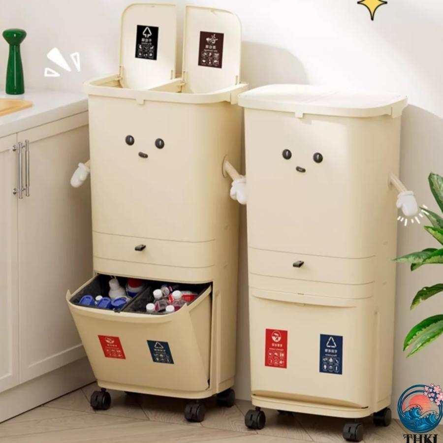 紙くずかご ワンタッチ開閉 抗菌3段 カテゴリー化 か細い 蓋付き添い人 紙くずかご カテゴリー化 3段 縦型 大電気容量 上部付き添い人 キャスター か細い カテゴリー化紙くずかご 紙くずかご 御厨子所御厨子所 リビング おしゃ