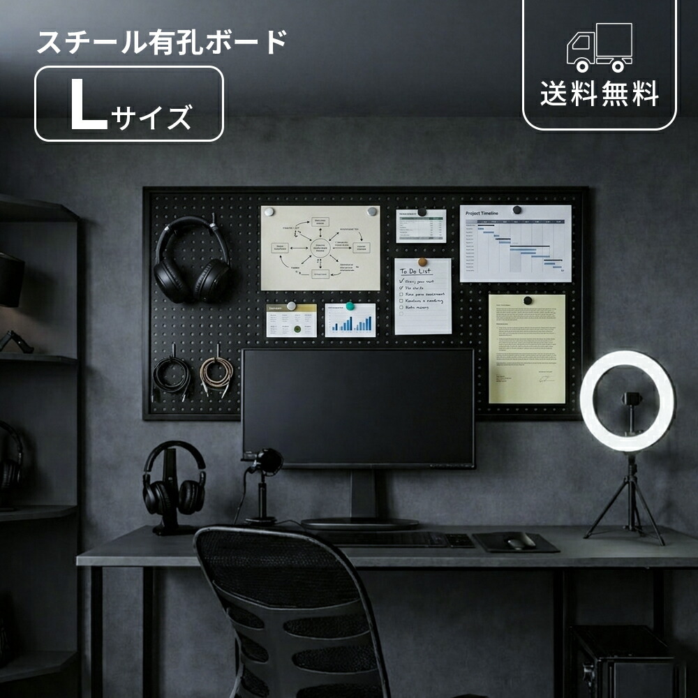 有孔ゲーム盤 黒いこと スチール写真 L大きさ 磁石可 ペグボード 壁面納める 学習机納める 小物納める 一本調子 今めかしい 飛び切り感 今めかしい 100cm×60糎