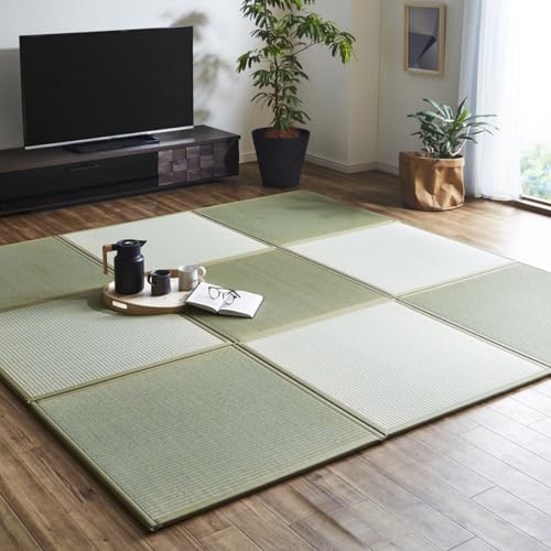 イケヒコ い草 ユニット システム畳 置き畳 6枚繋いで 約3畳 AGURA ヘリの色:ナチュラル 約82×82?/枚 6枚入り 軽量 抗菌防臭