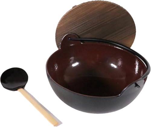 中部 トキワ やまが鍋 21cm(杓子付) (内茶ホーロー仕上) 日本製 QYM02021