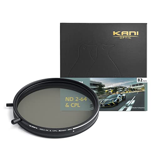 KANI 82粍 変数ND瀘過器 ND2-64+CPL 減光成り行き最高限度6絞り分 多役立つこと瀘過器 着脱式かい繕う用ノッブ付 高密度時X状ムラ押さえ付ける