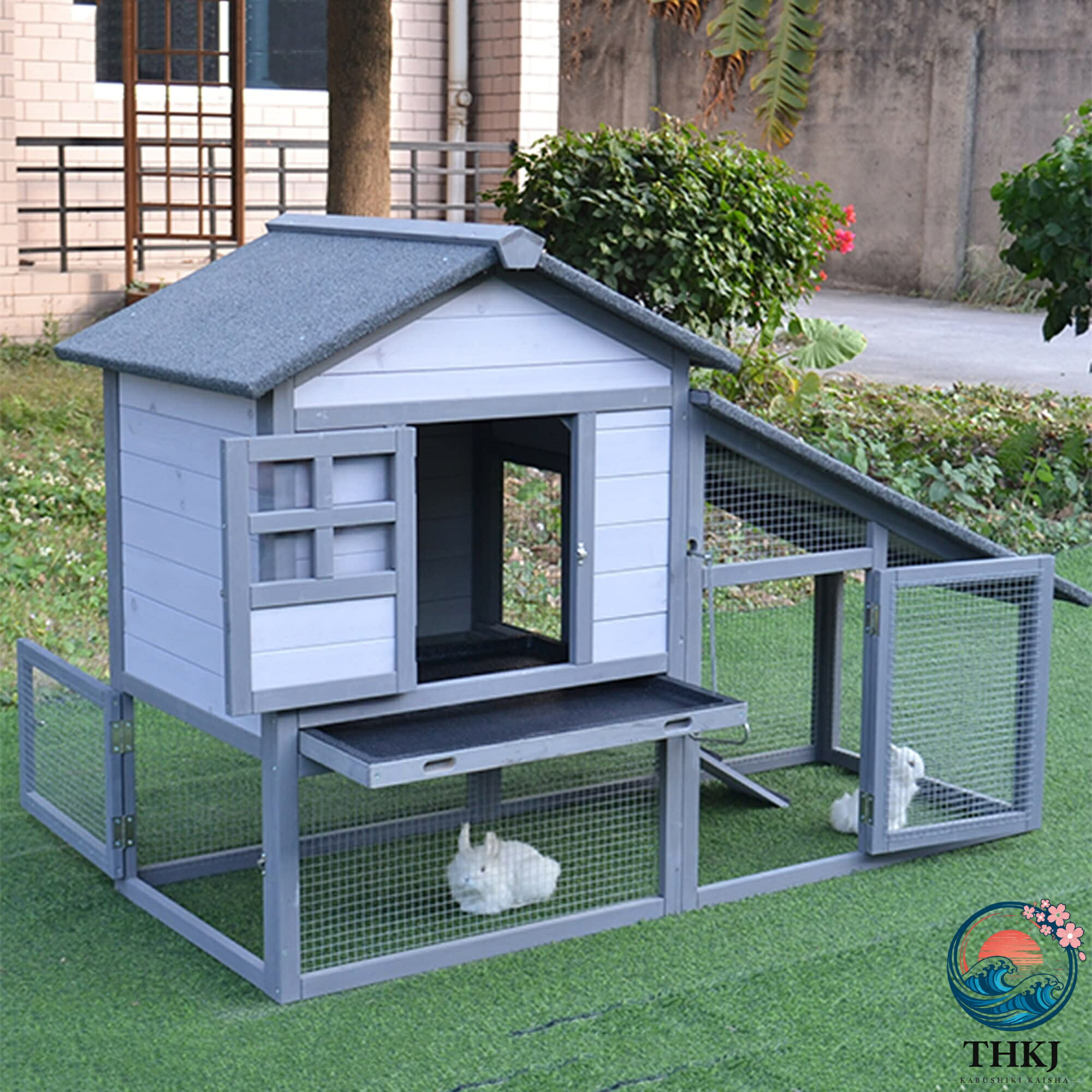 鶏小屋 屋外チキンコープ マルチレベル耐候性鶏舎 巣箱付き 55 インチ木製家禽ケージ ラン ランプ 金網 取り外し可能な底 丈夫で丈夫 水で洗える組み立て簡単 鶏用ケージ｜ブランシュストア