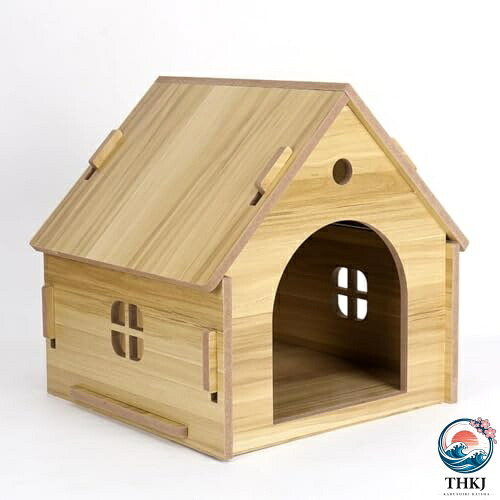 猫舍 犬舎 ペットハウス 犬 室内 木目調 サイズ 屋外 猫ハウス 窓付き 組み立て簡単 工具不要 犬小屋 猫小屋 木製ゲージ 小型犬 おしゃれ かわいい M|ブランシュストア