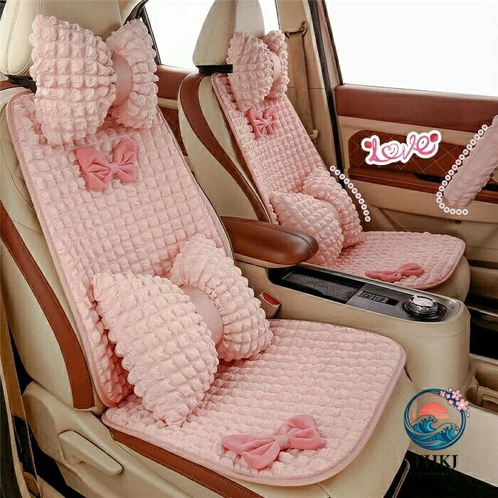シートカバー シートマット シートクッション 座席カバー ボア ピンク 車座布団 可愛い 暖かい クッション 運転席 助手席 前席 後部座席 リボン 冬用 蒸れない 防塵 汚れ防止 汎用 運転サポート カーグッズ ポコポコ フワモコ 姫系 おしゃれ 快適 ふわふわ 保温 厚手｜ブランシュストア