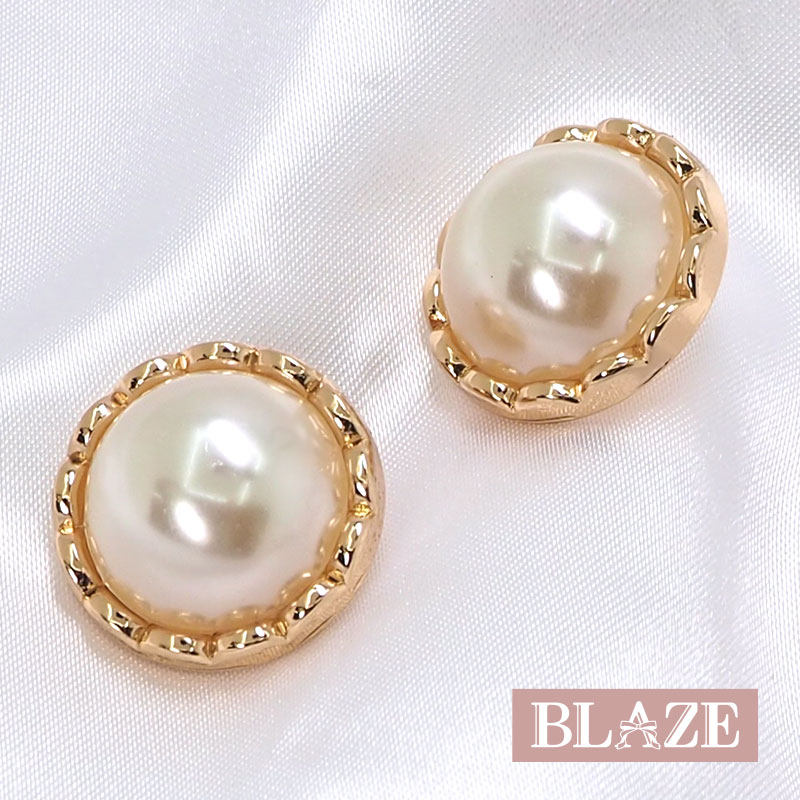 楽天市場】【2個入り】 パールボタン 20mm ゴールドフレーム 白 BLAZE 