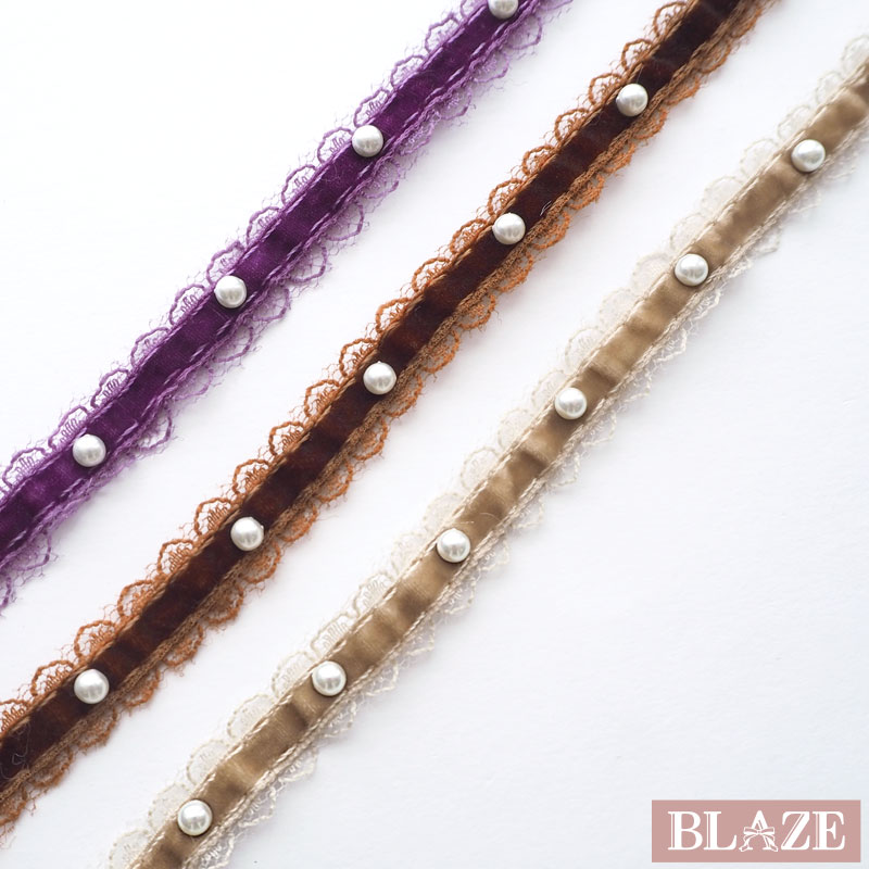 楽天市場】【30cmカット】 ビーズ レース フリル ブレード × パール