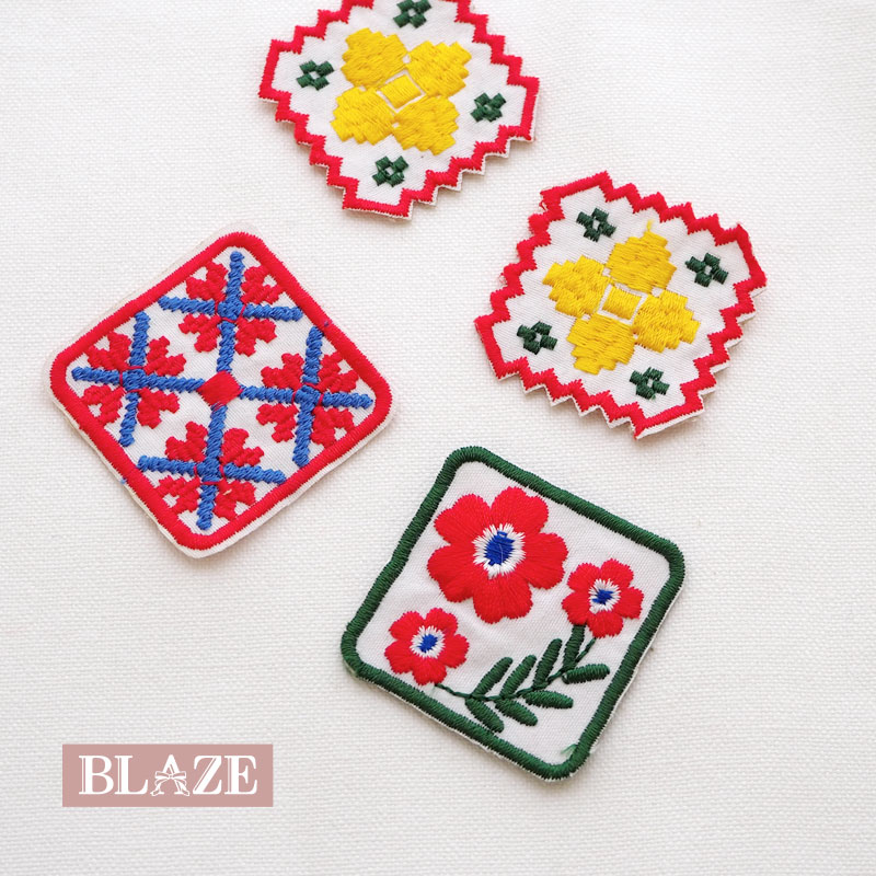 楽天市場】【2枚セット】刺繍 フラワー モチーフ パーツ スクエア 北欧