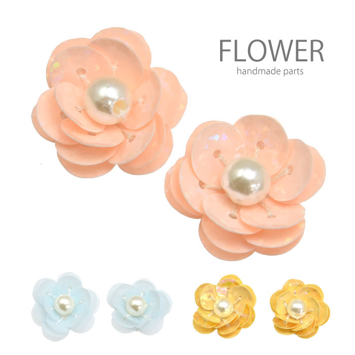 ピンクフラワーレジン×スパンコール♡花びら ピアス イヤリング ct-d-180-006image.jpg