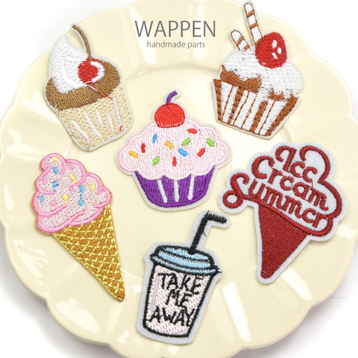 楽天市場 刺繍 ワッペン スイーツ 2枚セット Blaze アイロン 接着 アップリケ リメイク ハンドメイド ハンドメイド アクセサリー Blaze