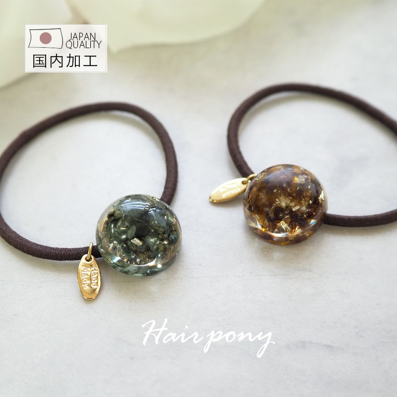 楽天市場】ヘアゴム ラウンド かすみ草 箔 ゴールド プレート レジン