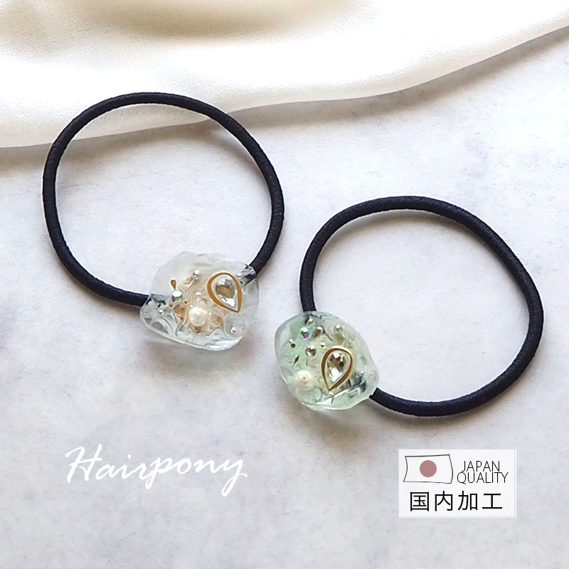 楽天市場】ヘアゴム サークル レジン フラワー パール ドライフラワー