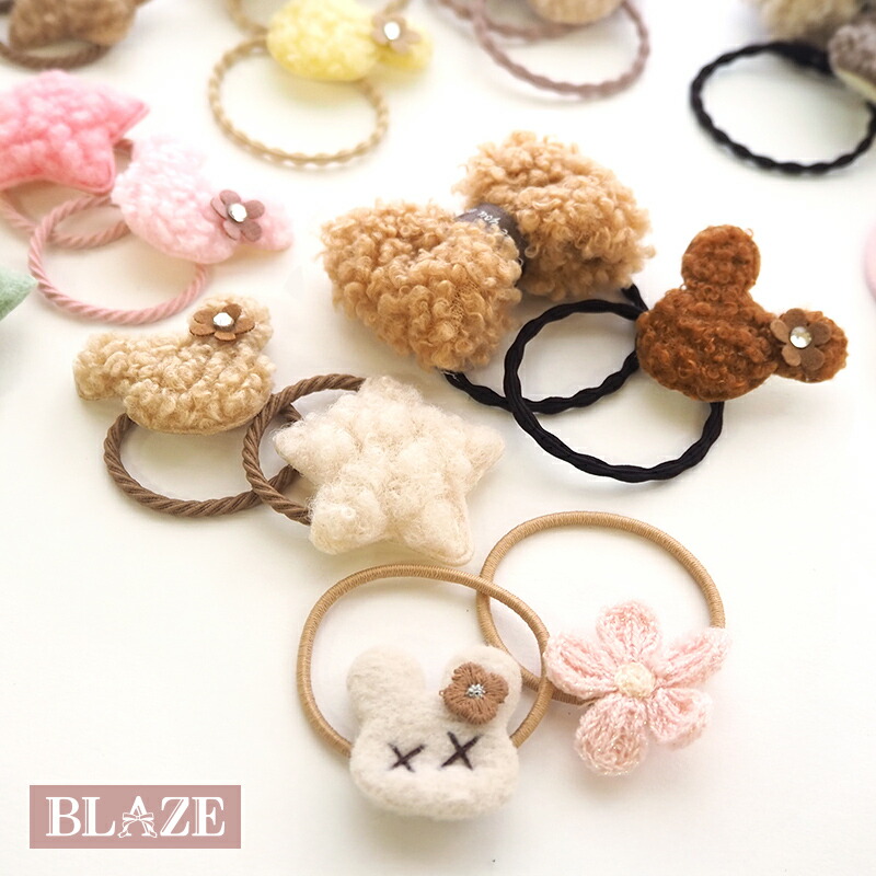 楽天市場】【2個セット】ヘアゴム もこもこ ボア くま りぼん 星 お花