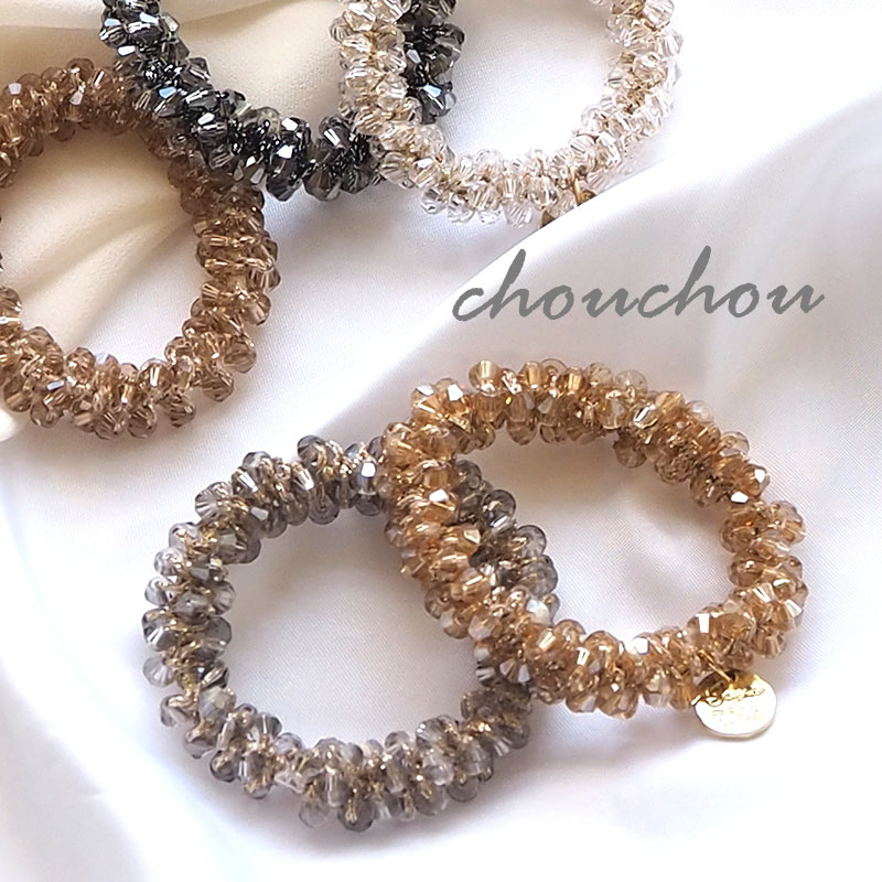 楽天市場】【550円福袋チケット対象】シュシュ ヘアゴム ガラス ビーズ