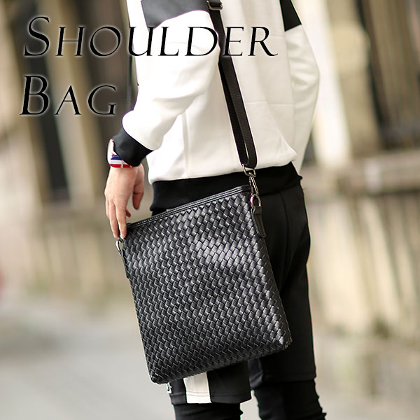 【期間限定15%OFFクーポン】MY BAG ショルダーバッグ 縦型 手作り イントレチャート ショルダーバッグ レザー 編込みメッシュ メンズ 紳士用 通学 通勤 書類鞄かばん メッセンジャーバッグ 自転車鞄 新生活 父の日 誕生日 クリスマス 実用的 ギフト プレゼント