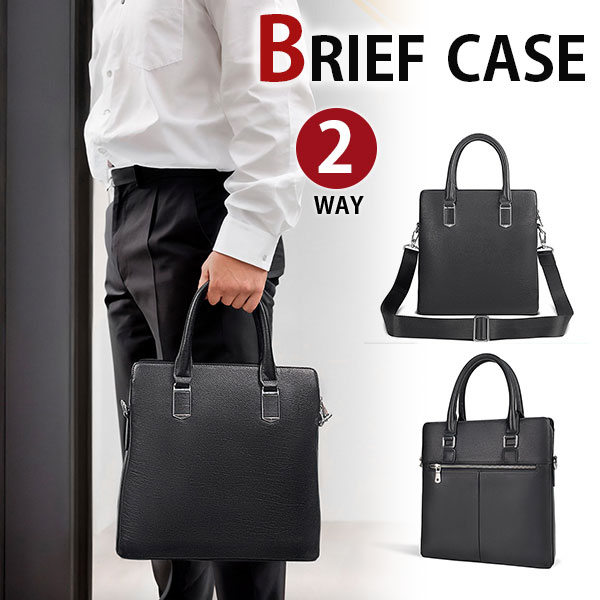 【クーポンあり】MY BAG トートバッグ ブリーフケース ビジネスバッグ メンズ 牛革本革 レザー 2way 縦型 薄い パソコンバッグ ショルダーバッグ 男性用 通勤 出張 旅行鞄 A4書類 ブラック 新生活 父の日 誕生日 クリスマス 実用的 ギフト プレゼント