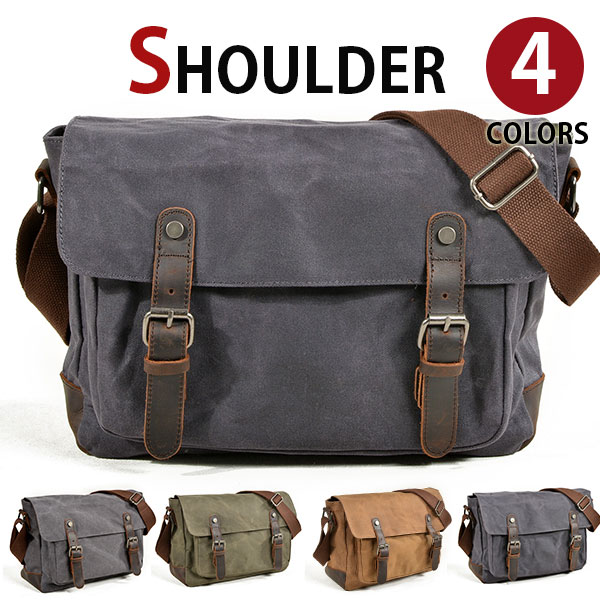 【感謝日限定20%OFFクーポン】MY BAG ショルダーバッグ アウトドア メッセージバッグ 上質防水キャンバス 帆布 ズック オイルレザー付き メンズ 斜めがけ A4書類 ipad収納 通学 通勤鞄 自転車かばん 新生活 父の日 誕生日 クリスマス 実用的 ギフト プレゼント