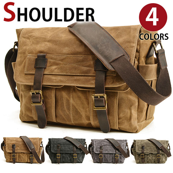 【お買い物マラソンセール中】MY BAG ショルダーバッグ 無地 メッセンジャーバッグ キャンバス 帆布 レザー ズック メンズ 男女兼用 肩掛け 斜めがけ 自転車鞄 A4対応 14インチPC収納 通学 通勤 4色選 新生活 父の日 誕生日 クリスマス 実用的 ギフト プレゼント