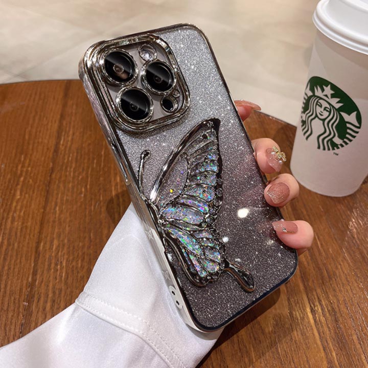 楽天市場】iPhoneケース ラメ 3D 蝶 iphone16ケース