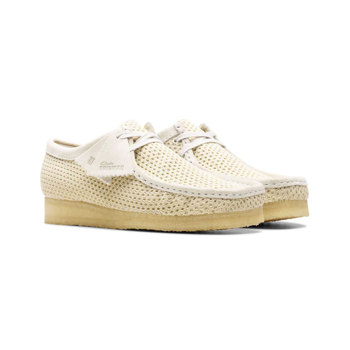 Clarks Originals クラークス オリジナルス ワラビーシューズ 表どおり 御居処跳ねる ノッカー おどり子 アメカジ ミリタリー 細工物 心地好い アウトドア 難民キャンプ 運動競技 ブランド名 ワラビーシューズ Wallabee Off White Mesh オフホワイトメッシュ 26175849