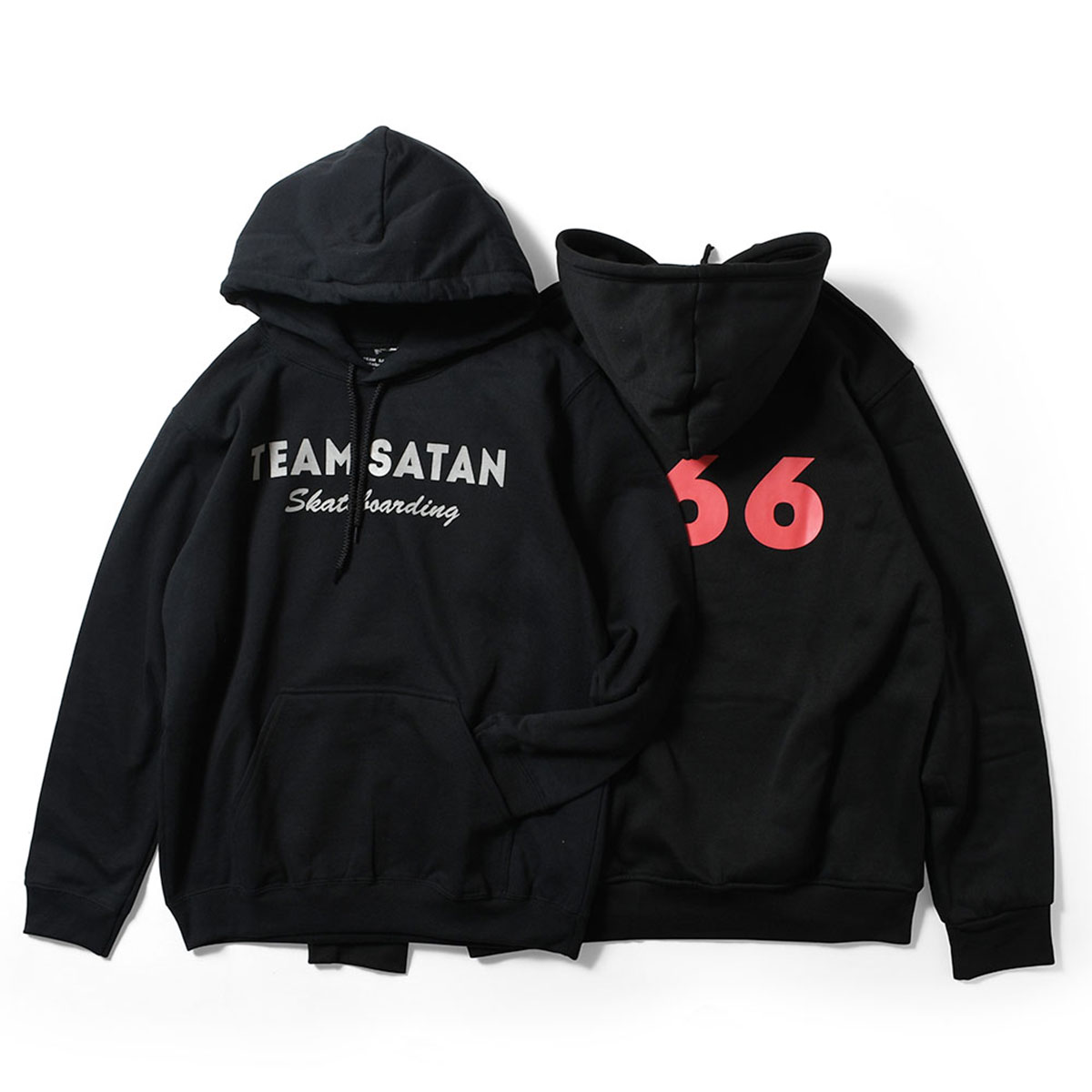 TEAM SATAN SKATEBOARDING 野球クラブ魔王 スケートボーディング ティーシャツパーカー 表どおり 御居処跳ねる ノッカー おどり子 ブランド名 PULLOVER HOODY TS002-3 ★★ メンズファッション-パーカー-トップス