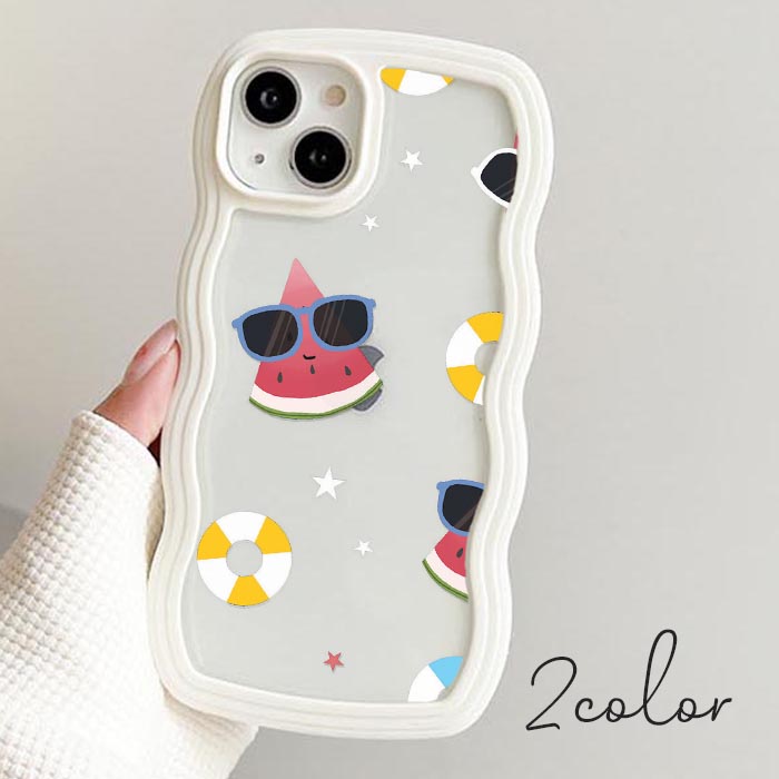 スマホケース なみなみケース ウェーブケース TPU 透明 カバー スイカ 海 サマー 夏 iphone13 iphone13pro iphone12 pro iphone11 iphoneXR iPhoneケース TPU クリアケース オシャレ かわいい 可愛い 韓国 ホワイト