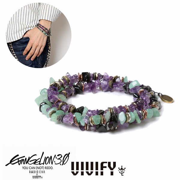 【貨物輸送無料】【VIVIFY 定め事店】VIVIFY ビビファイ 首飾り 腕輪 石Pebble＆Metal Chip\u0027s Beads Cord/初号機 受注生み出すこと