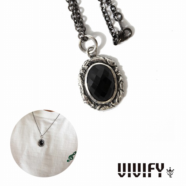 【VIVIFY 正規店】VIVIFY ビビファイ ネックレス オニキス ストーンIvied Frame Stone Setting Necklace/CheckerCutOnyx 受注生産｜BLESS（ブレス）