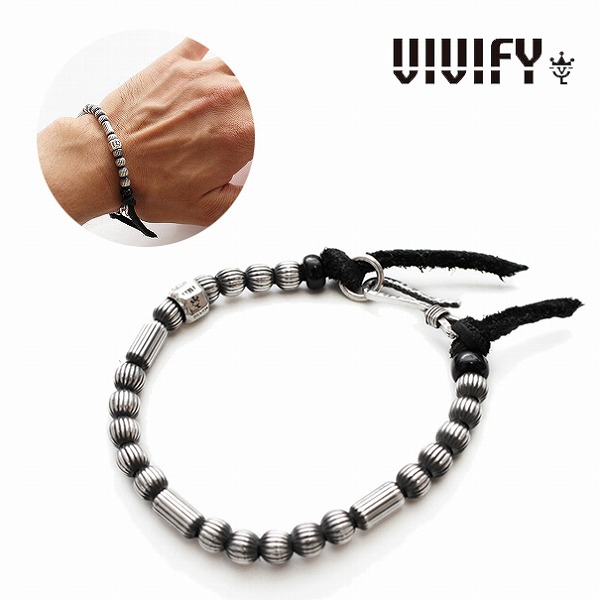 【VIVIFY 正規店】VIVIFY ビビファイ ブレスレット ビーズ シルバーSilver Ball \u0026 Barrel Braceletブラック 受注生産