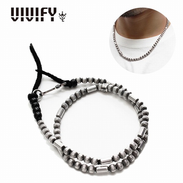 【VIVIFY 正規店】VIVIFY ビビファイ ネックレス ビーズ シルバーSilver Ball&Barrel Necklaceブラック 受注生産|BLESS(ブレス)