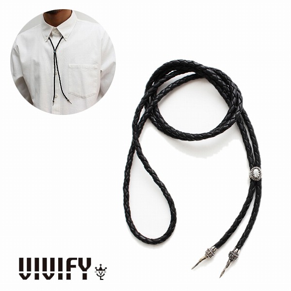 【VIVIFY 置き目店】VIVIFY ビビファイ 頸飾り なめし革 チョー鉄道車両Old Native Style Stone Setting Loop Tie/菱苦土鉱 受注生み出すこと ビンテージブラウン-ブラック
