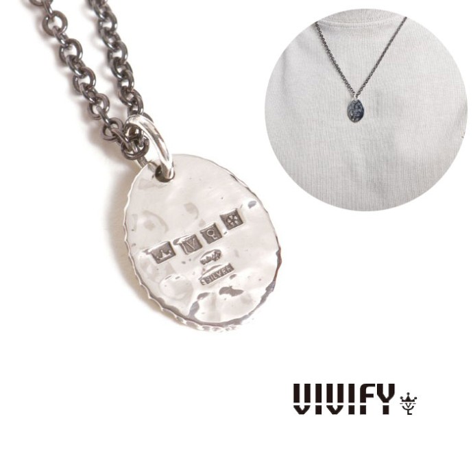 【VIVIFY 定まり店】VIVIFY ビビファイ 頸飾り しろがね色 Hallmarks Plate Necklace/Mirror finish