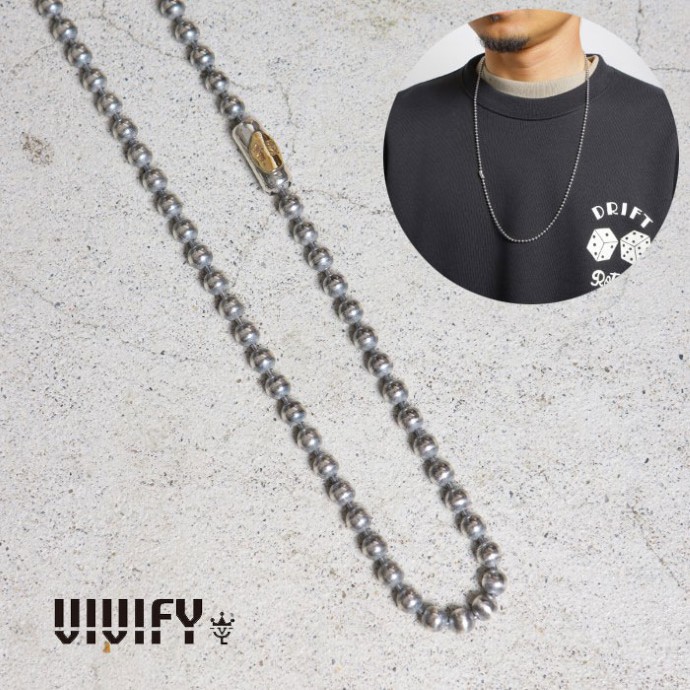 【VIVIFY 定め事店】VIVIFY ビビファイ 首飾り しろがね色 Ball Chain Necklace w/k18gold
