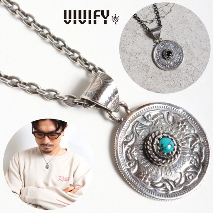 【VIVIFY 定め事店】VIVIFY ビビファイ 首飾り 鋳貨 Phoenix 50 Sen Coin with Stone Necklace