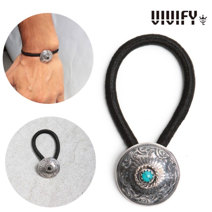 【VIVIFY 正規店】VIVIFY ビビファイ シルバー ブレスレット コンチョ 髪留め Phoenix 50 Sen Coin Concho with Stone