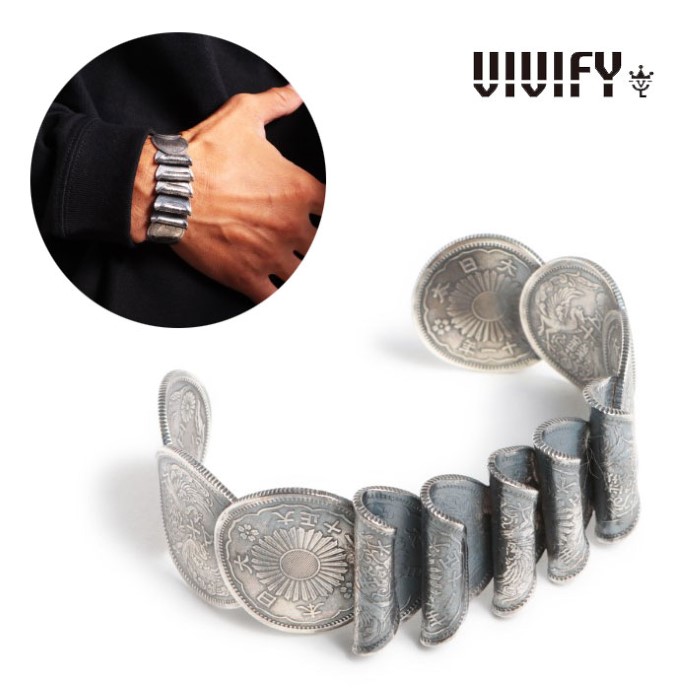 【VIVIFY 正規店】VIVIFY ビビファイ シルバー バングル ブレスレット Phoenix 50 Sen Coins Wave Bangle