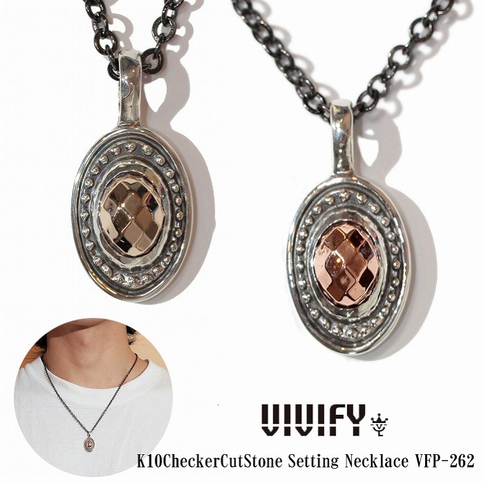 【VIVIFY 正規店】VIVIFY ビビファイ ネックレス シルバーK10CheckerCutStone Setting Necklace|BLESS(ブレス)