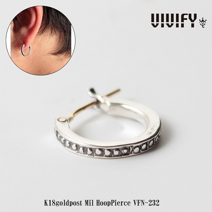 【送料無料】【VIVIFY 正規店】VIVIFY ビビファイ ピアス フープピアス シルバーk18goldpost Mil HoopPierce