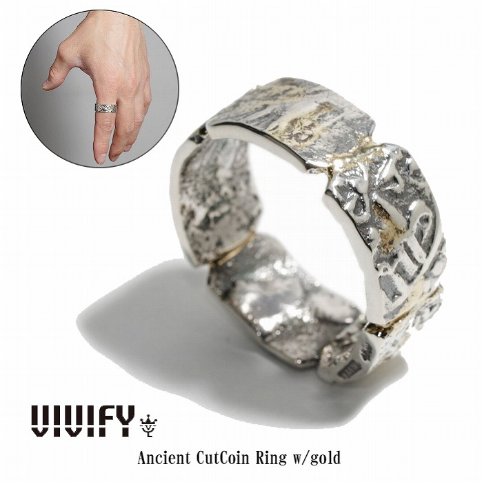 【VIVIFY 正規店】VIVIFY ビビファイ リング シルバー Ancient CutCoin Ring w/gold