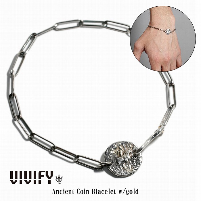 【送料無料】【VIVIFY 正規店】VIVIFY ビビファイ ブレスレット シルバー Ancient Coin Blacelet w/gold