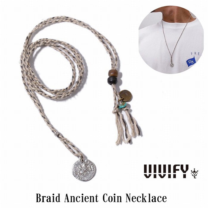 【送料無料】【VIVIFY 正規店】VIVIFY ビビファイ ネックレス 麻 コイン Braid Ancient Coin Necklace