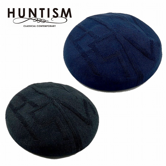 【貨物輸送無料/当日送りとどける】【HUNTISM 置き目店】HUNTISM ハンティズム ベレー かぶり笠 ジャかばい立て Jacquard Knit Beret NAVY-BLACK