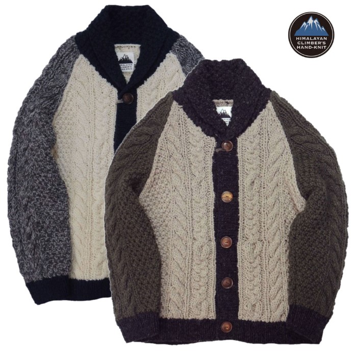 【HIMALAYAN CLIMBER\u0027S HAND-KNIT 置き目店】HIMALAYAN CLIMBER\u0027S HAND-KNIT ヒマラヤン スウェーター 編み物 御手々御手伝いさん ジレー HCK-F02 Hand Knit Shawl Cardigan