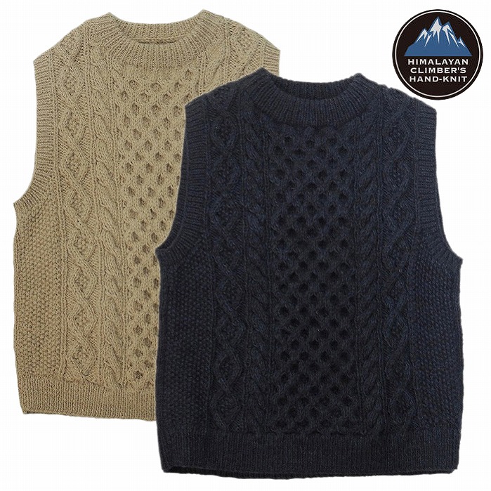 【HIMALAYAN CLIMBER\u0027S HAND-KNIT 置き目店】HIMALAYAN CLIMBER\u0027S HAND-KNIT ヒマラヤン スウェーター 編み物 御手々御手伝いさん HCK-F57 Hand Knit Crew Vest