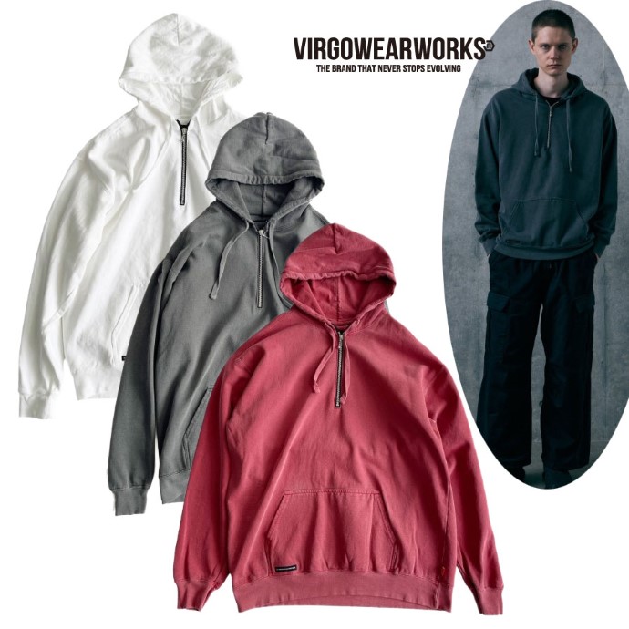 【尖んがり10倍/此れから取って置く7月6日(月)18:00まで】VIRGOwearworks ヴァルゴウェアワークス VIRGO ヴァルゴ 定め事店 9月発売 AFTERFADE HALF ZIP HOODIE