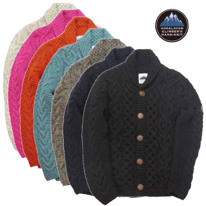 【HIMALAYAN CLIMBER\u0027S HAND-KNIT 置き目店】HIMALAYAN CLIMBER\u0027S HAND-KNIT ヒマラヤン スウェーター 編み物 お手々お手伝いさん HCK-F70 Hand Knit Shawl Cardigan