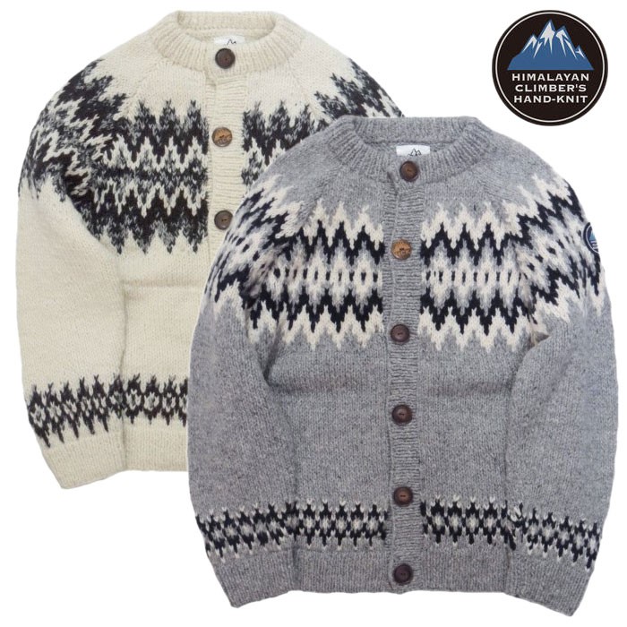 【HIMALAYAN CLIMBER\u0027S HAND-KNIT 定まり店】HIMALAYAN CLIMBER\u0027S HAND-KNIT ヒマラヤン ティーシャツ 編み物 御手手お手伝いさん HCK-F73 Hand Knit Jacquard Carde