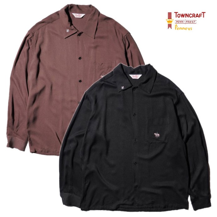 【TOWNCRAFT 正規店】TOWNCRAFT タウンクラフト 長袖シャツ ルーズ ボックスシルエット 50S EMBROIDERY L/S SHIRT